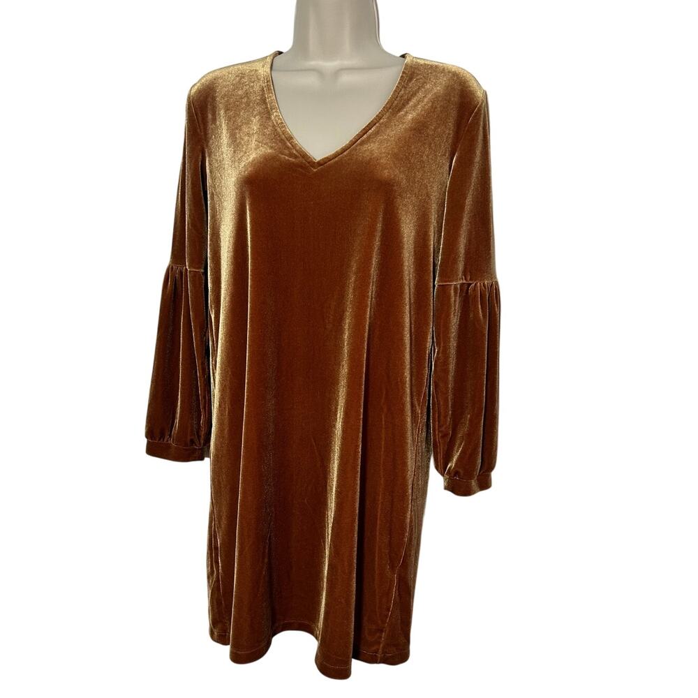Madewell Gorgeous Orange Velvet Dress Women's XC Long Sleeve Excellent Condition